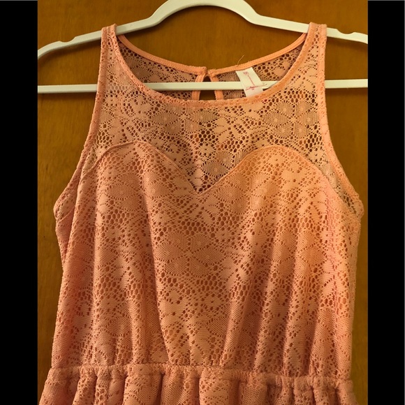 Pink Eyelet Lace Overlay Dress - Picture 3 of 5